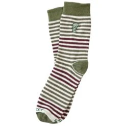 Hippy Feet Olive & Burgundy Striped Crew Socks