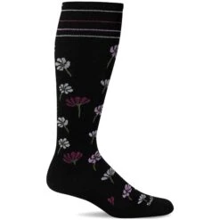 Sockwell Womens Field Flower Moderate Compression Knee-High Socks -Baffin Store SW133W FieldFlower Black900 WEB