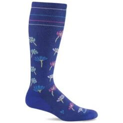 Sockwell Womens Field Flower Moderate Compression Knee-High Socks -Baffin Store SW133W FieldFlower Hyacinth310 WEB