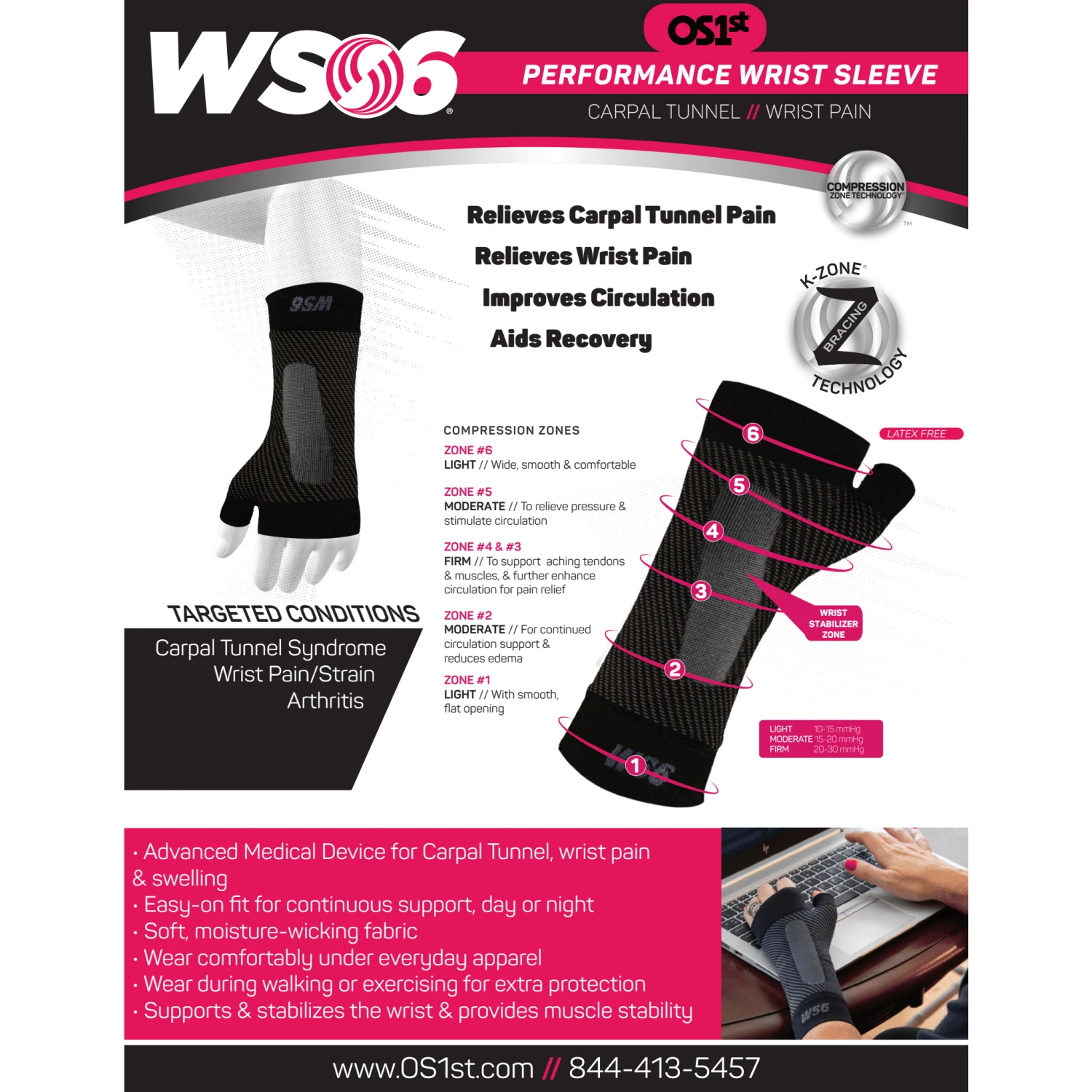 OS1st WS6 Performance Wrist Sleeve 2 OS1st WS6 Performance Wrist Sleeve - Image 2